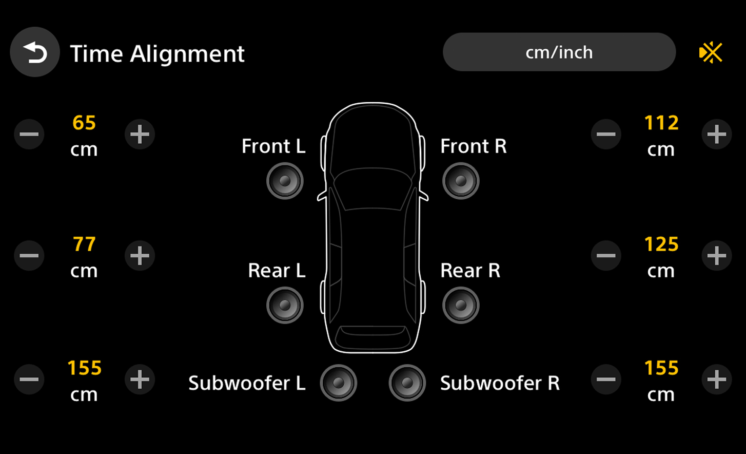Brukergrensesnitteksempel som viser tidsjusteringsfunksjonen og tilgjengelige alternativer
